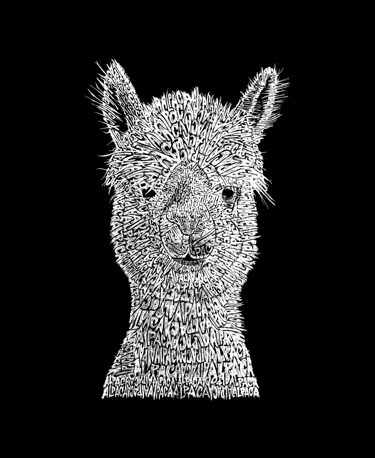 La Pop Art Plus Size Alpaca Word Art V-neck T-shirt In Black