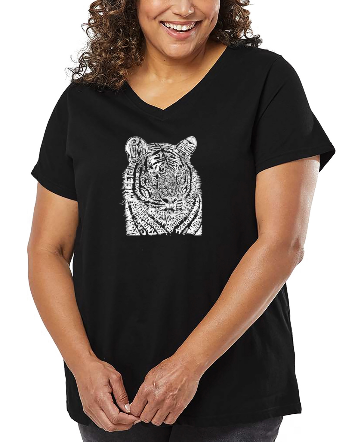 La Pop Art Plus Size All I Want For Christmas Is You Word Art V-neck T-shirt In Black