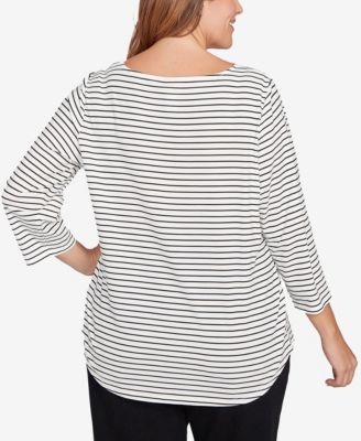 Plus Size Holiday Dogs Striped Knit Top