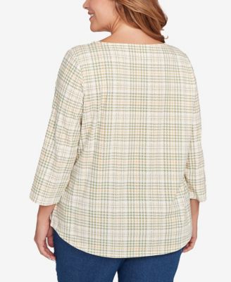 Plus Size Autumn Cat Houndstooth Top