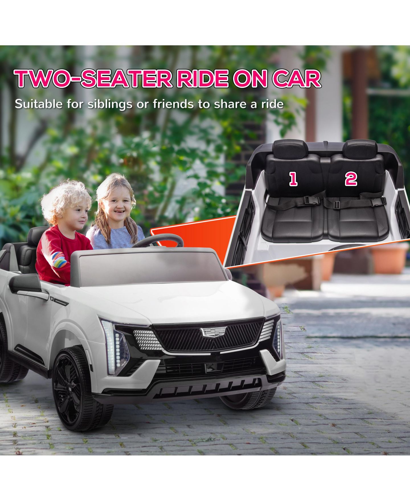 Детская игрушка Qaba Escalade IQ 2025 Remote Control 2-Seater Ride-On Truck, от 3 лет, цвет: Белый — фото 3