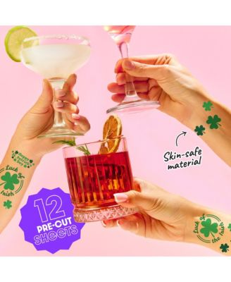 St. Patrick's Day Tattoos, Green Shamrock Temporary Tattoos (12 Sheets of 5 styles)