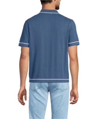 Men's Short Sleeve Textured Tipped Sweater Polo