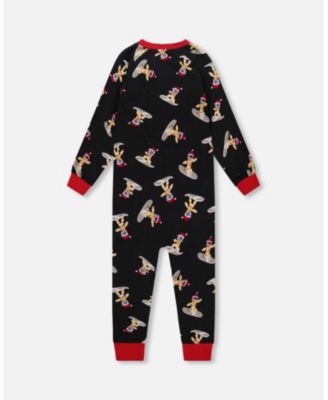 Baby Boy Cotton Interlock One-Piece Pajama Black Cookie Print - Baby
