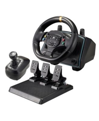 Gaming Steering Wheel with Pedals & Shifter – 900°/1080° Rotation, Hall Effect Pedals, Paddle Shifters & Vibration Feedback – Compatible with PC, Xbox, PS3, Switch