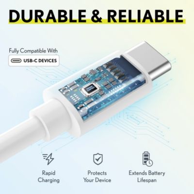 USB-C to USB-C Charging Cable - Pack of 3 (OTDCUSBCTC6WHX3)