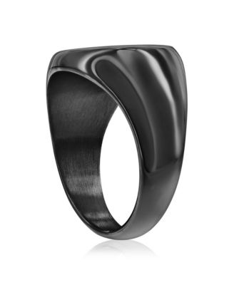 Stainless Steel, Blue Carbon Fiber Ring - Black Plated