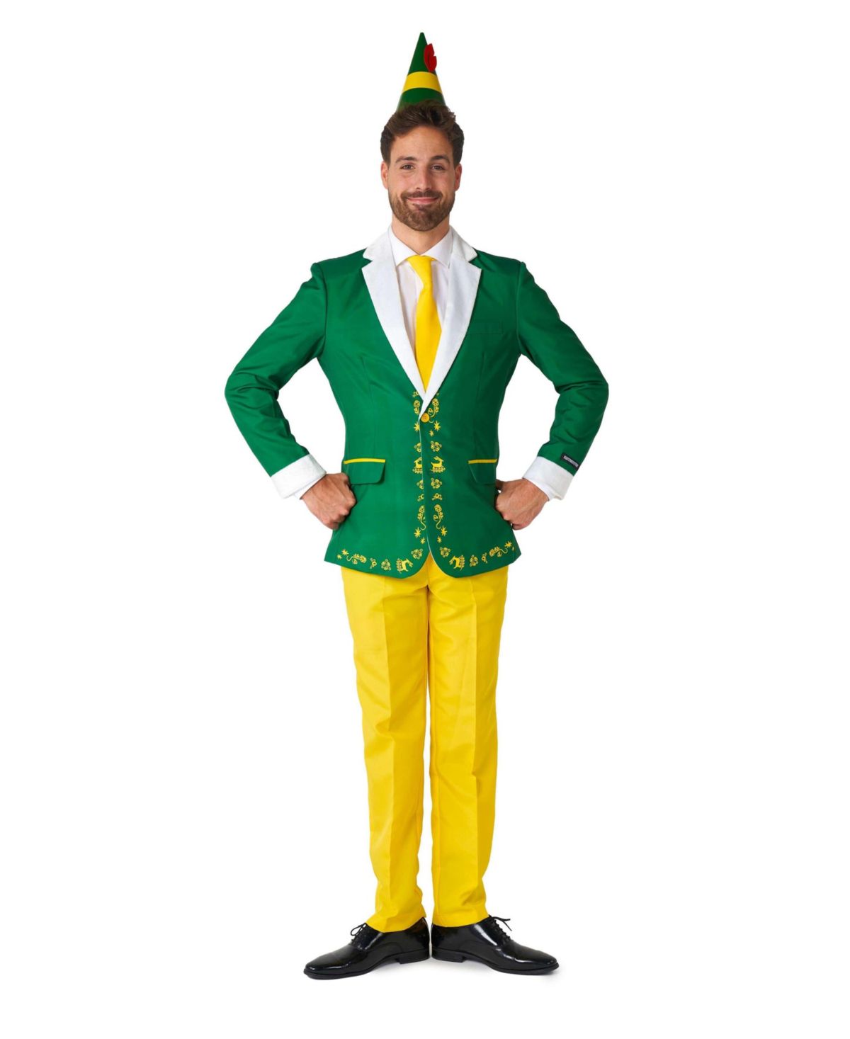 Мужской костюм - Официальный комплект одежды Эльфа на Рождество и Хэллоуин - Зелено - желтый