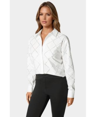 Rhinestone Long Sleeve Blouse