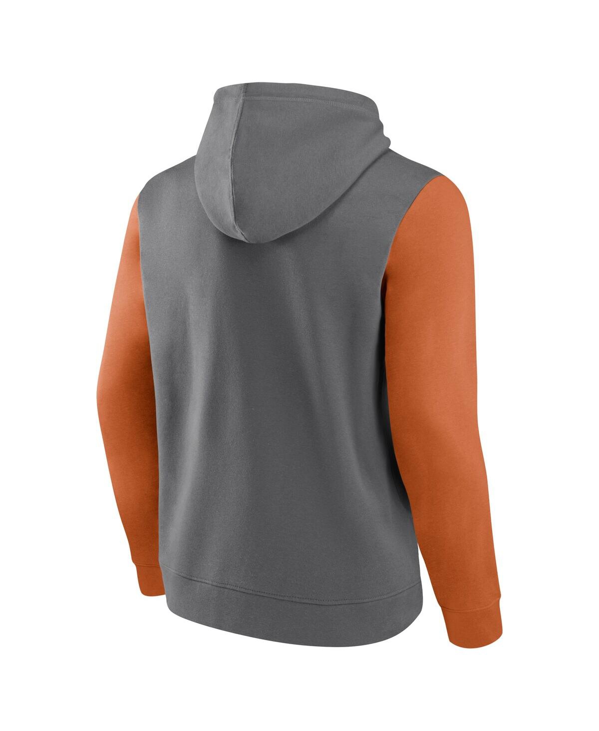 Fanatics Men's Gray Texas Longhorns Extra Point Color-block Pullover Hoodie In Gray