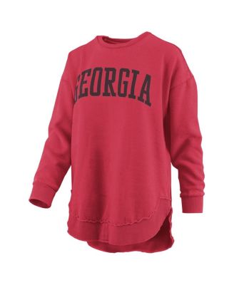 Women's Red Georgia Bulldogs M&eacute;lange Poncho Vintage Fleece Long Sleeve Pullover Sweatshirt