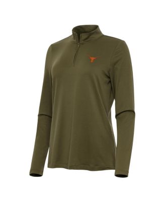 Antigua - Women's Olive Texas Longhorns Reprocess Quarter-Zip Top