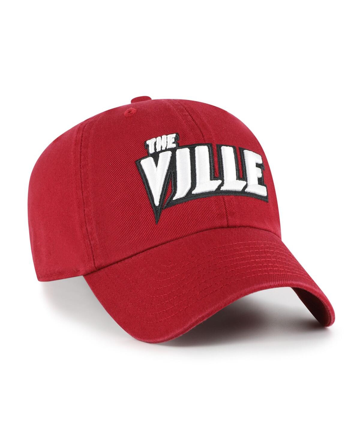 47 Brand Men's Red Louisville Cardinals Clean Up Adjustable Hat In Red