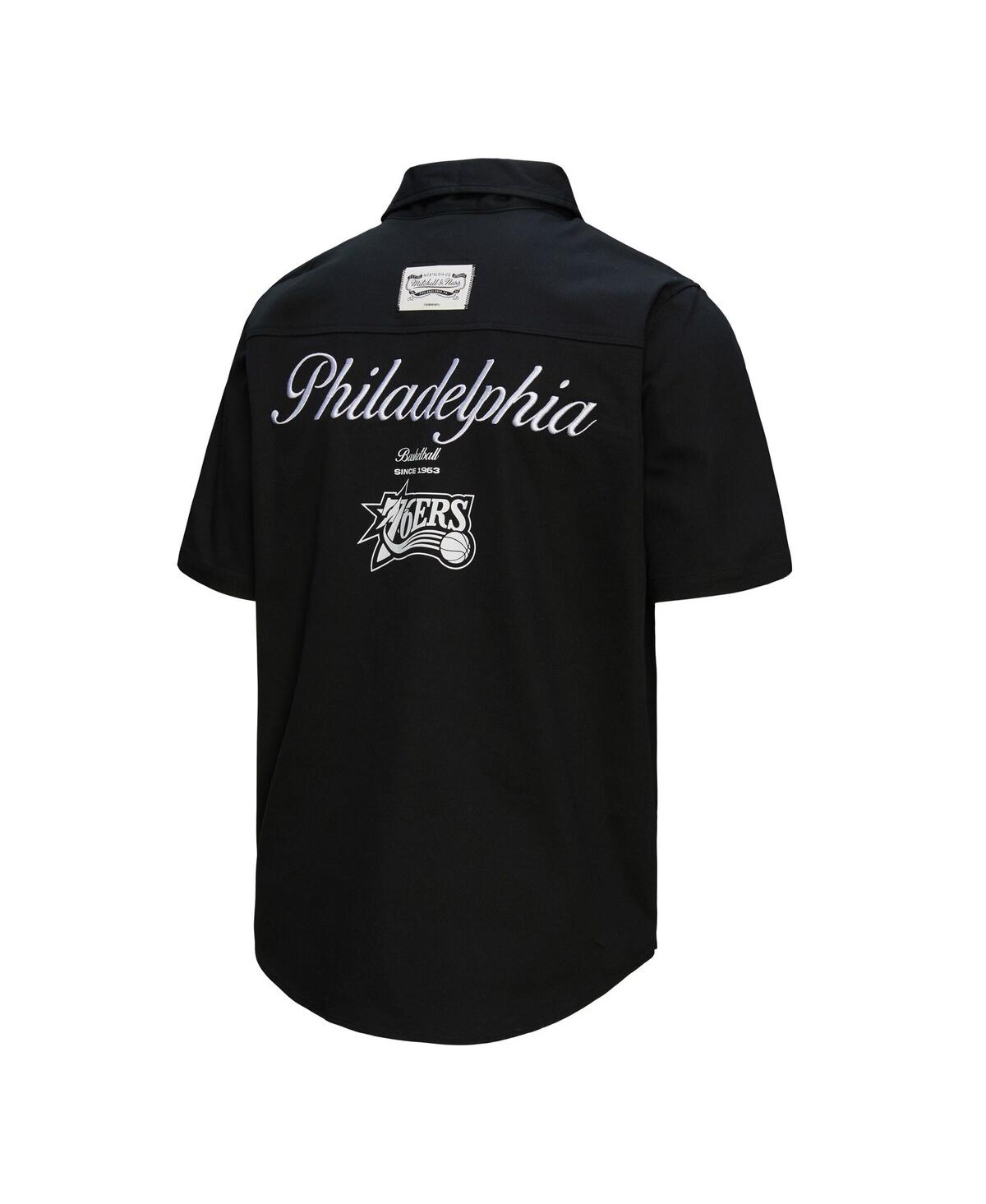 Mitchell & Ness Black Philadelphia 76ers Hardwood Classics Camp Shirt In Black