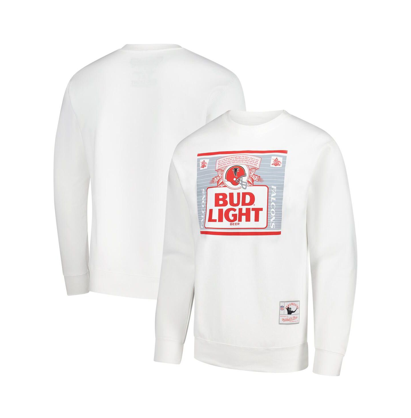 Мужская толстовка Mitchell & Ness x Bud Light White Atlanta Falcons The Crest Pullover — фото 1