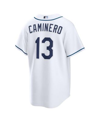 Boys and Girls Junior Caminero White Tampa Bay Rays Home Replica Jersey