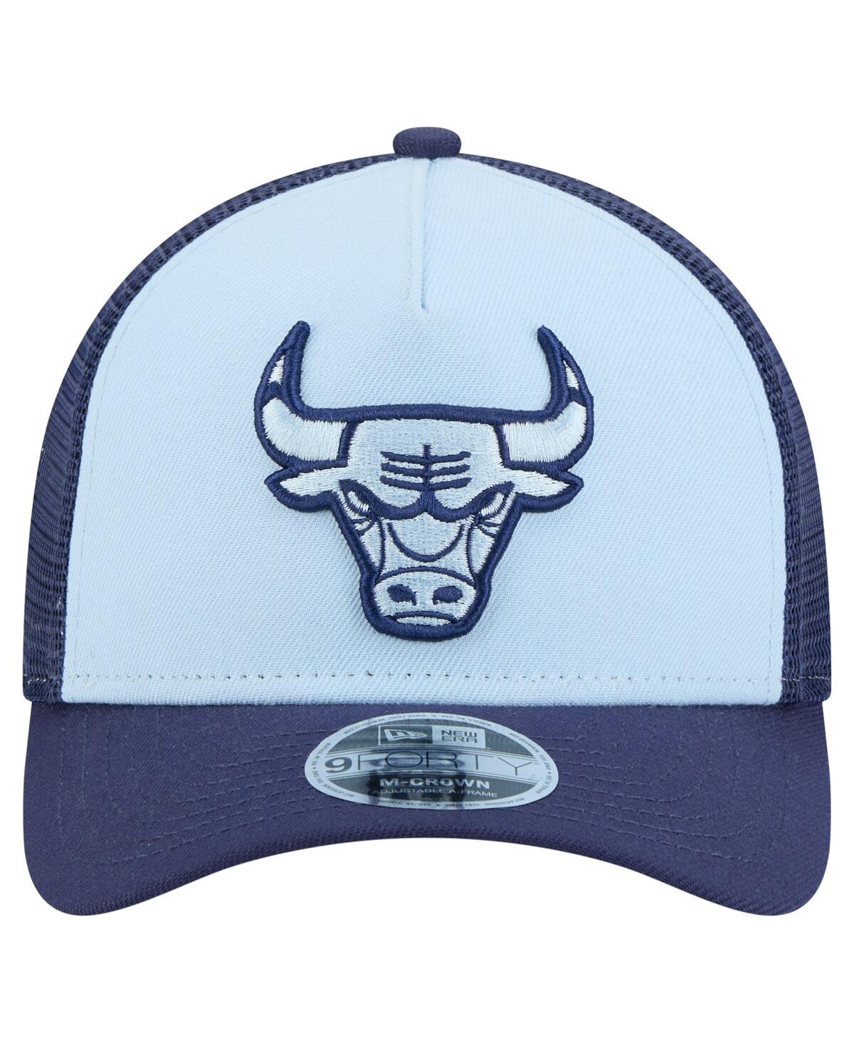New Era Big Boys And Girls Light Blue Chicago Bulls Colorpack A-frame 9forty Trucker Adjustable Hat In Blue