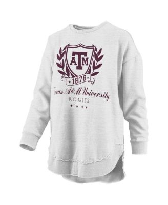 Women's Heather Gray Texas A&M Aggies Field Day M&eacute;lange Poncho Pullover Sweatshirt