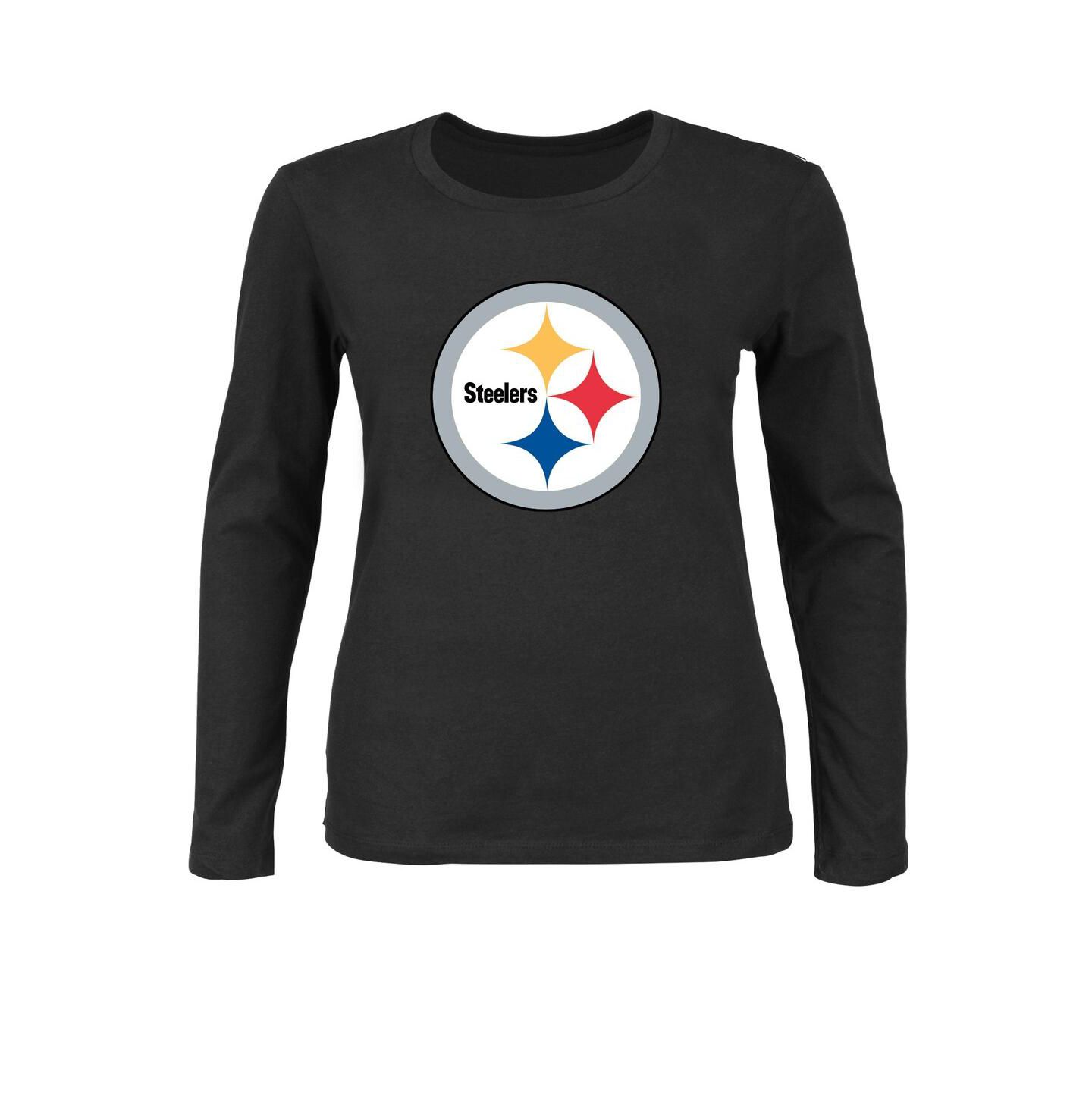 Женская футболка Fanatics Black Pittsburgh Steelers Plus Size Long Sleeve — фото 1