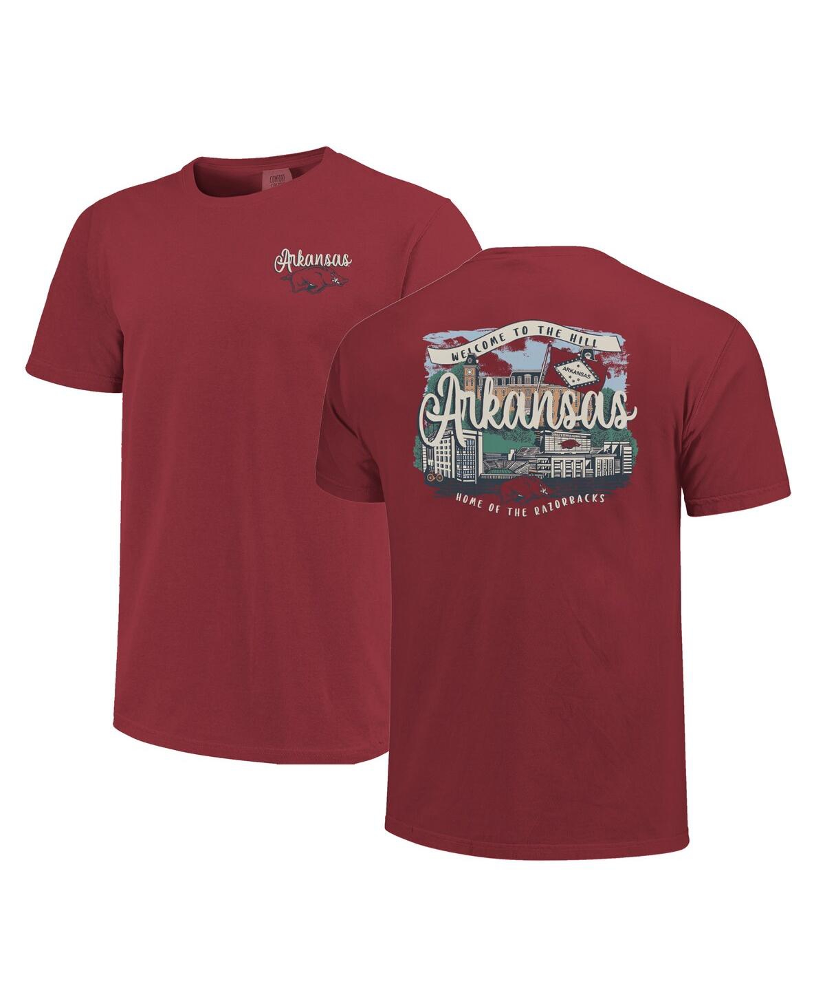 Image One Women's Cardinal Arkansas Razorbacks Comfort Colors Campus Scene Drawing Script T-shirt In Red