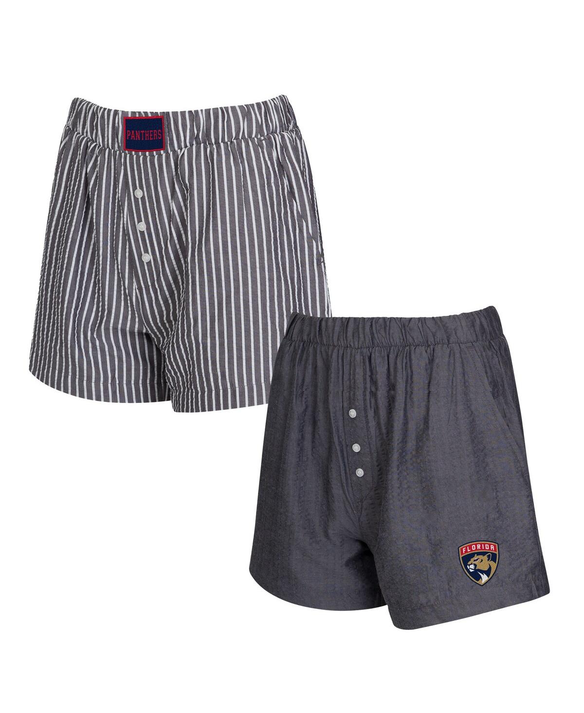 Concepts Sport Charcoal Pittsburgh Steelers Two-pack Stripes And Solids Boxer Shorts Set In Blue