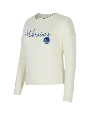 Women's 2-Piece Cream Golden State Warriors Kaki Hacci Knit Long Sleeve Top and Shorts Set