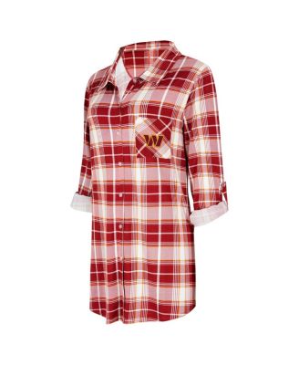 Women's Burgundy Washington Commanders Ashford Plaid Knit Nightshirt