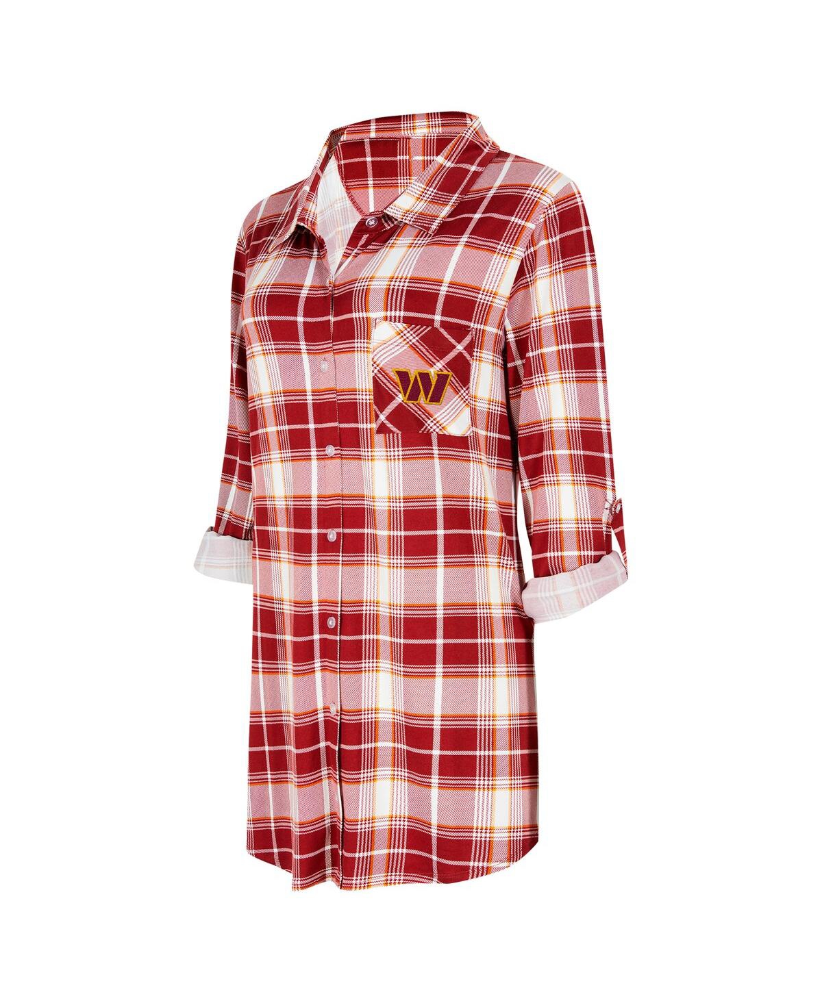 Concepts Sport Burgundy Washington Commanders Ashford Plaid Knit Nightshirt In Multi