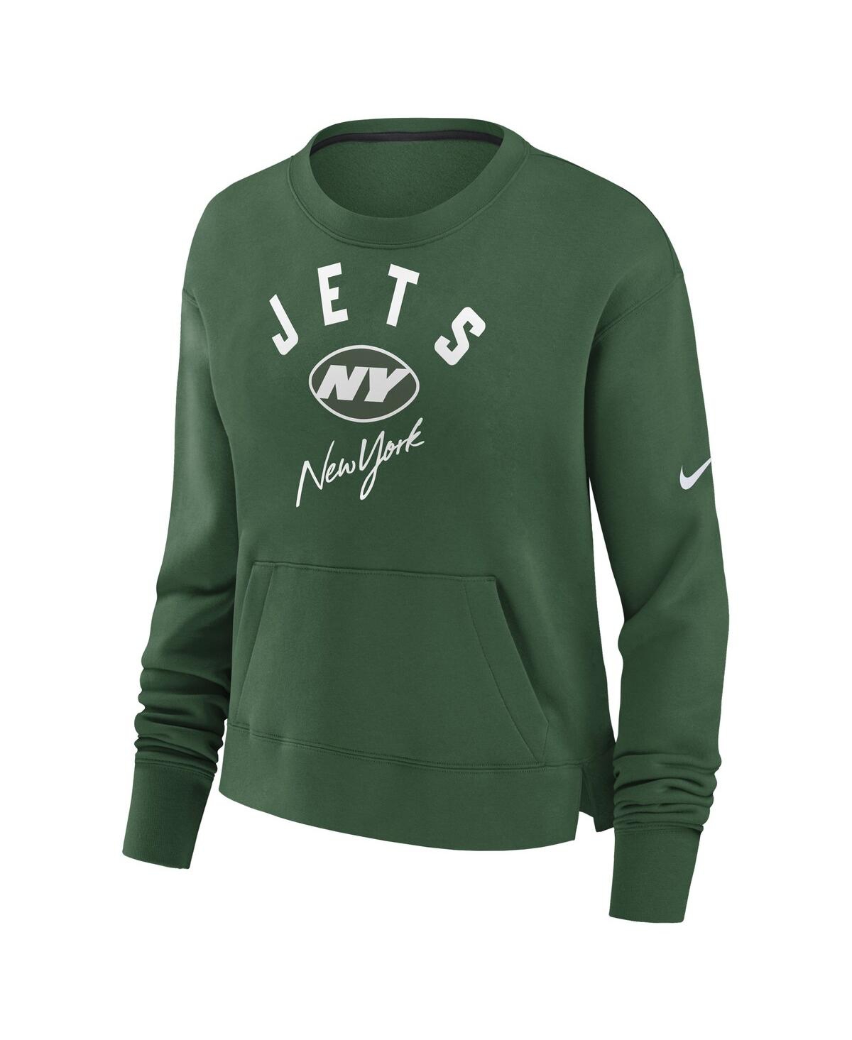 Nike Green New York Jets High Hip Fleece Pullover Sweatshirt In Green