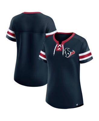 Fanatics - Women's True Navy Houston Texans Lace-Up Bling T-Shirt