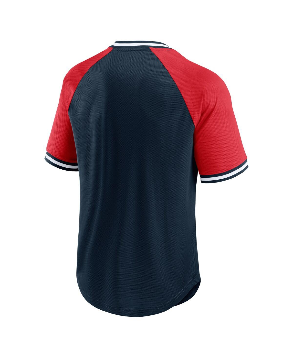 Fanatics Branded Navy/red New England Patriots Second Wind Raglan V-neck T-shirt In Multi