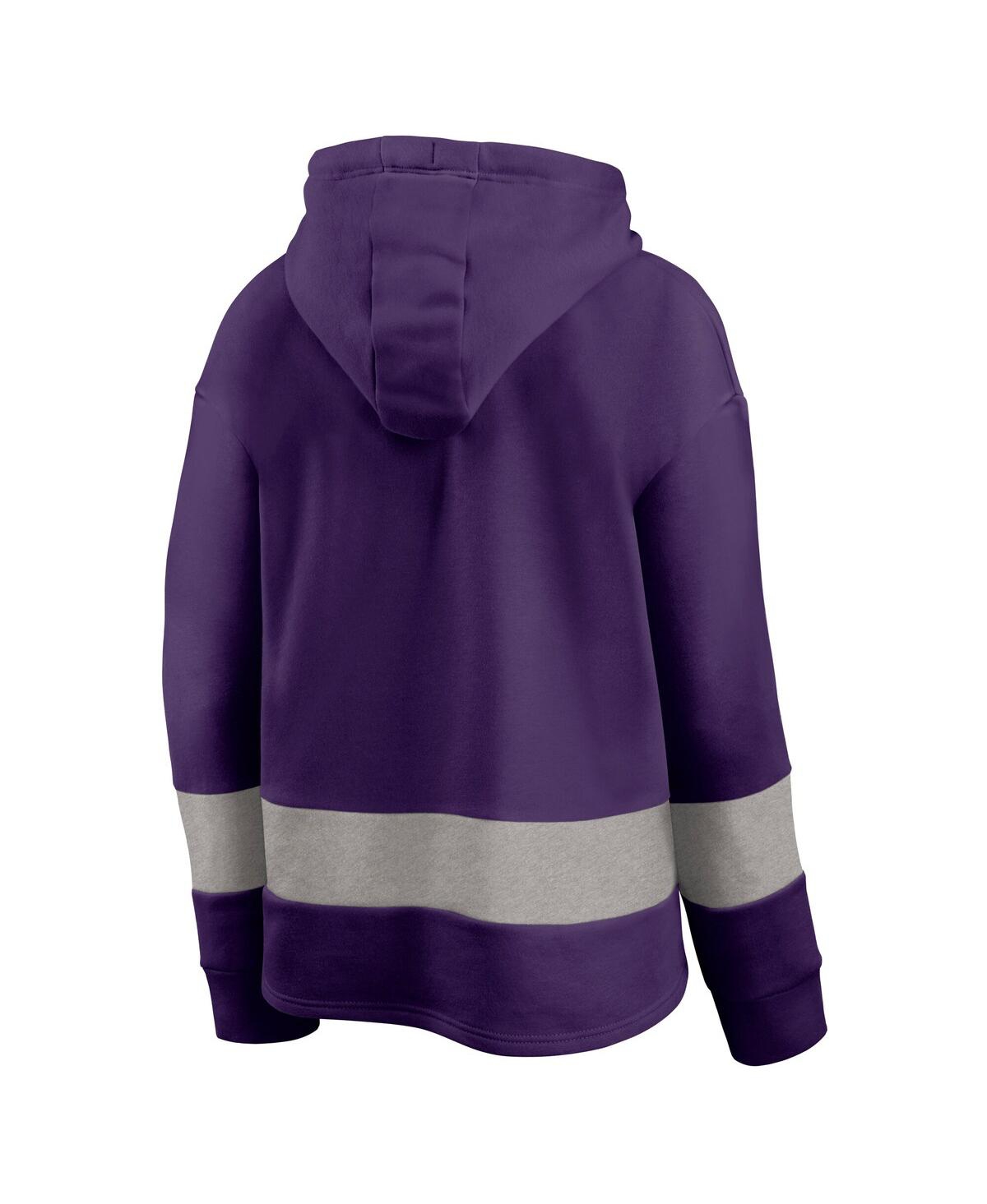 Fanatics Women's Purple/gray Baltimore Ravens Huddle Up Fundamental Fleece Color Block Pullover Hoodie