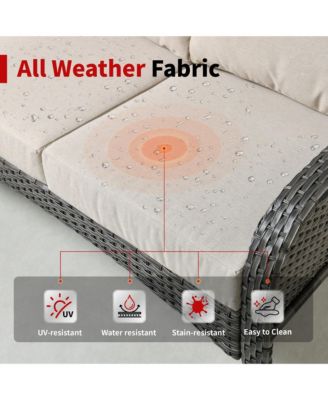 4 Pieces Patio Fruniture Set,Outdoor Wicker Sofa with Outdoor Wicker Sofa with Chairs,Coffee Table,High Back Loveseat with Thickened Cushion