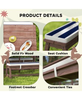 Kids Picnic Table, Wooden Table & Bench Set w Cushions, Umbrella,
