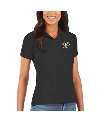 Antigua - Women's Black Pittsburgh Penguins Legacy Pique Polo