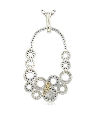Suzy Levian Sterling Silver Sapphire Multi-Circle Center Stone Pendant