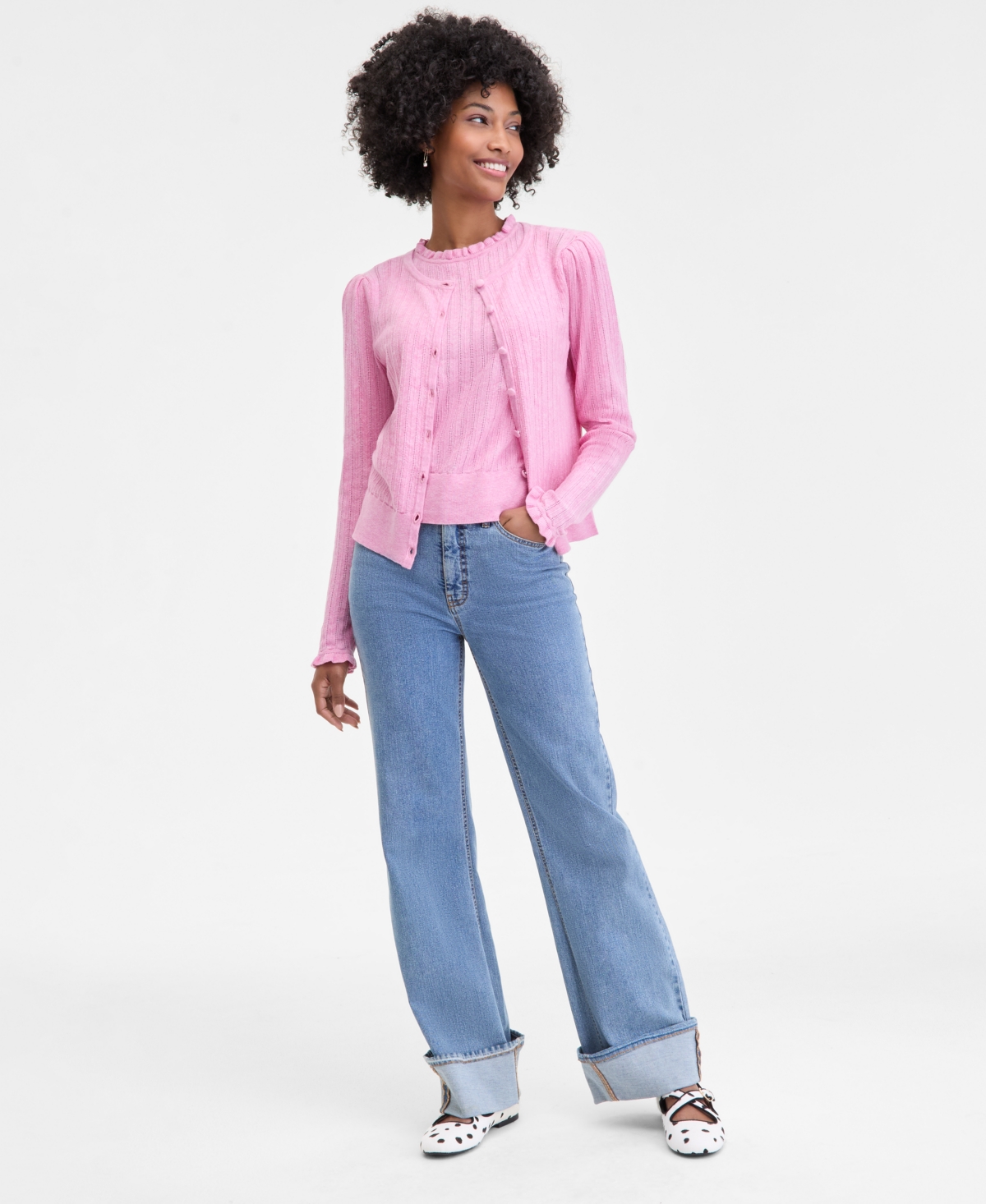 On 34th Women's Chunky Cable-knit Cardigan, Macy's Exclusive In Pink