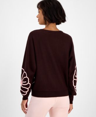 Women's Floral-Embroidered Long-Sleeve Sweater 