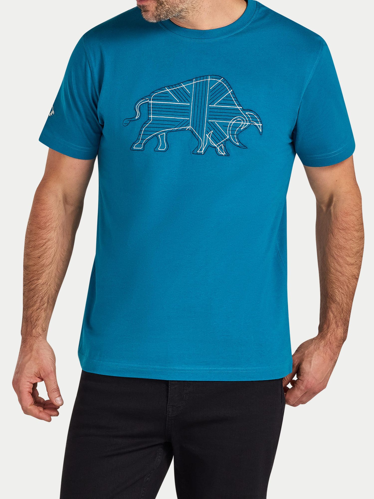 Men's Stitch Embroidery Bull T-Shirt