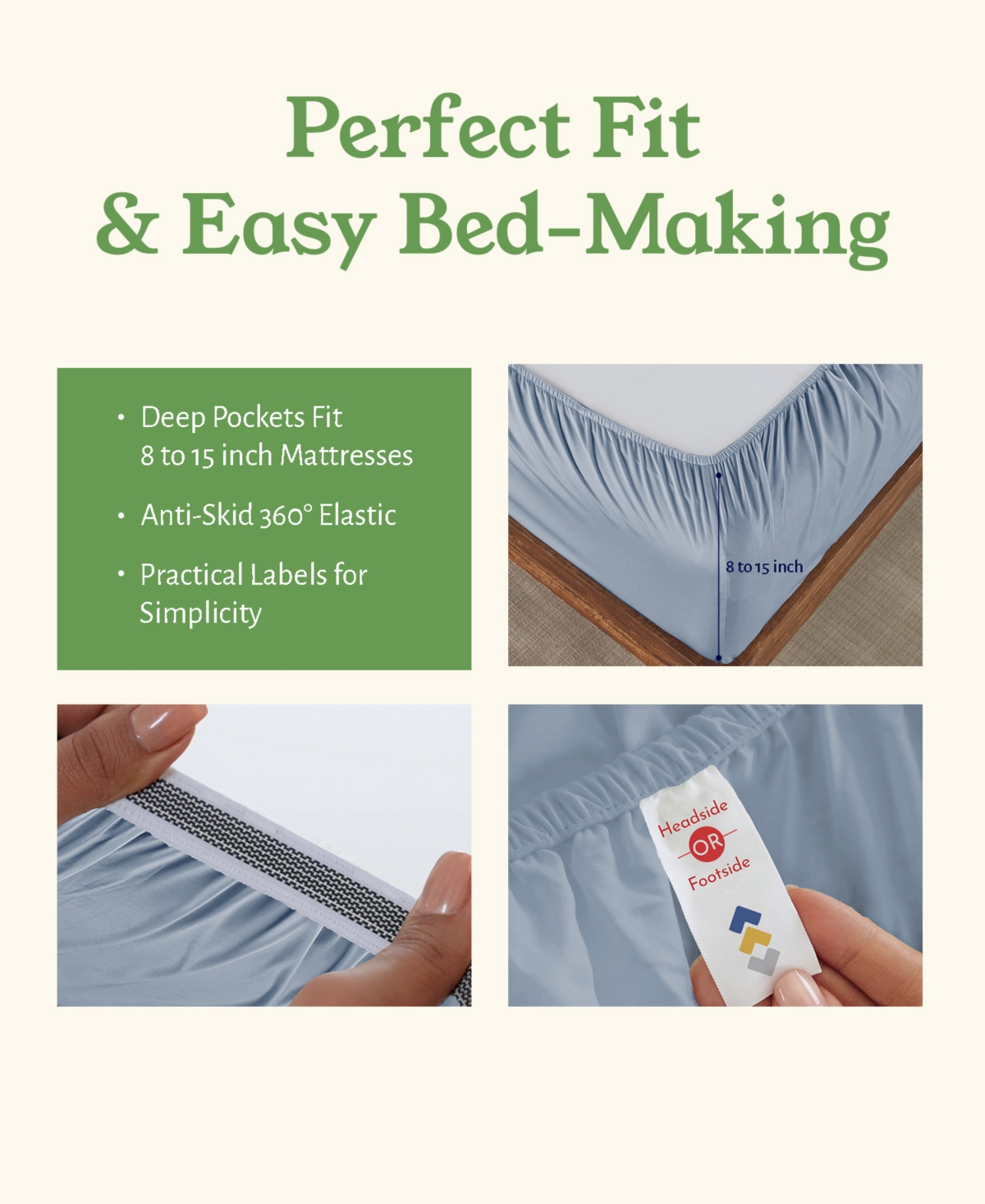 Sheets Set, Authentic 100% Organic Cotton Percale