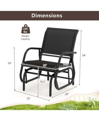 Outdoor Single Swing Glider Rocking Chair Armrest Garden Porch Backyard