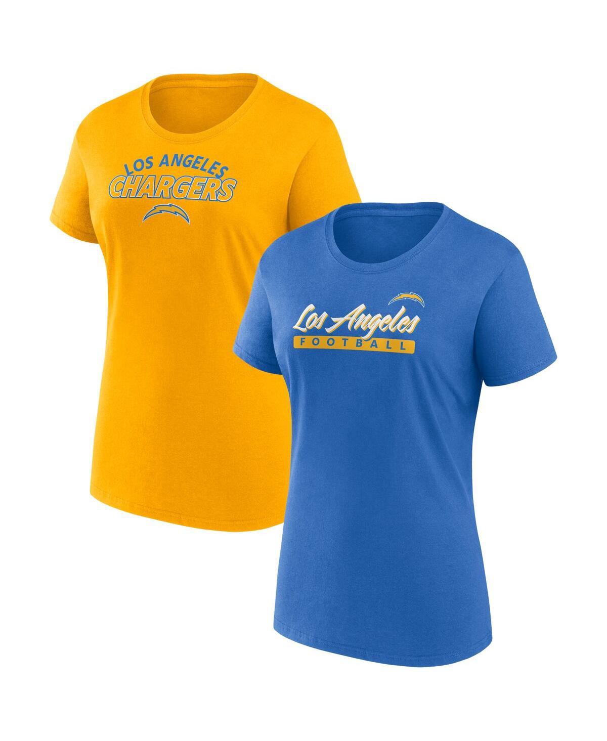 Fanatics Women's 2-Pack Los Angeles Chargers Risk T-Shirt Combo - Blue, Gold