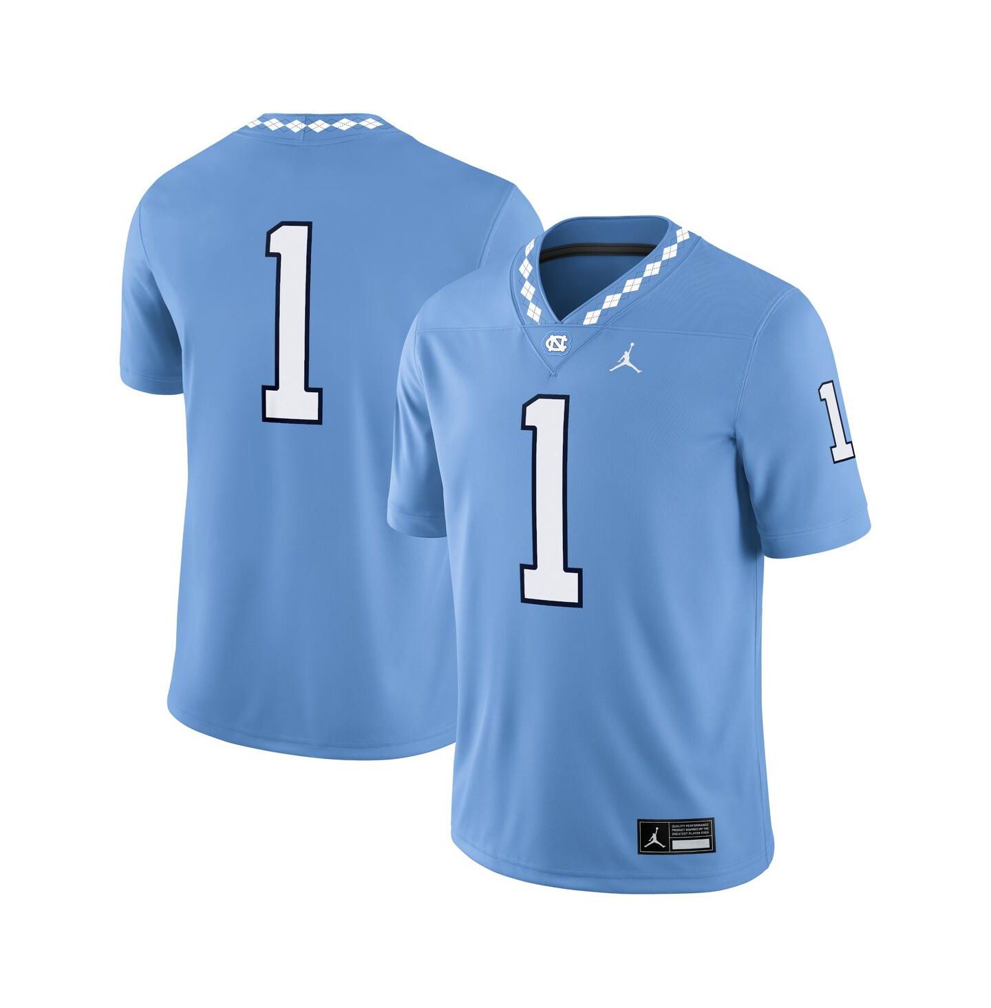 Мужские топы Jordan 1 Carolina Blue North Carolina Tar Heels Game Jersey — фото 1