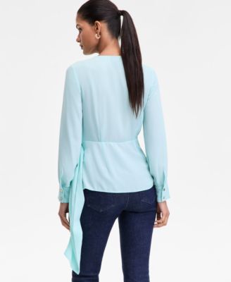 Women's Asymmetric-Tie Surplice Top