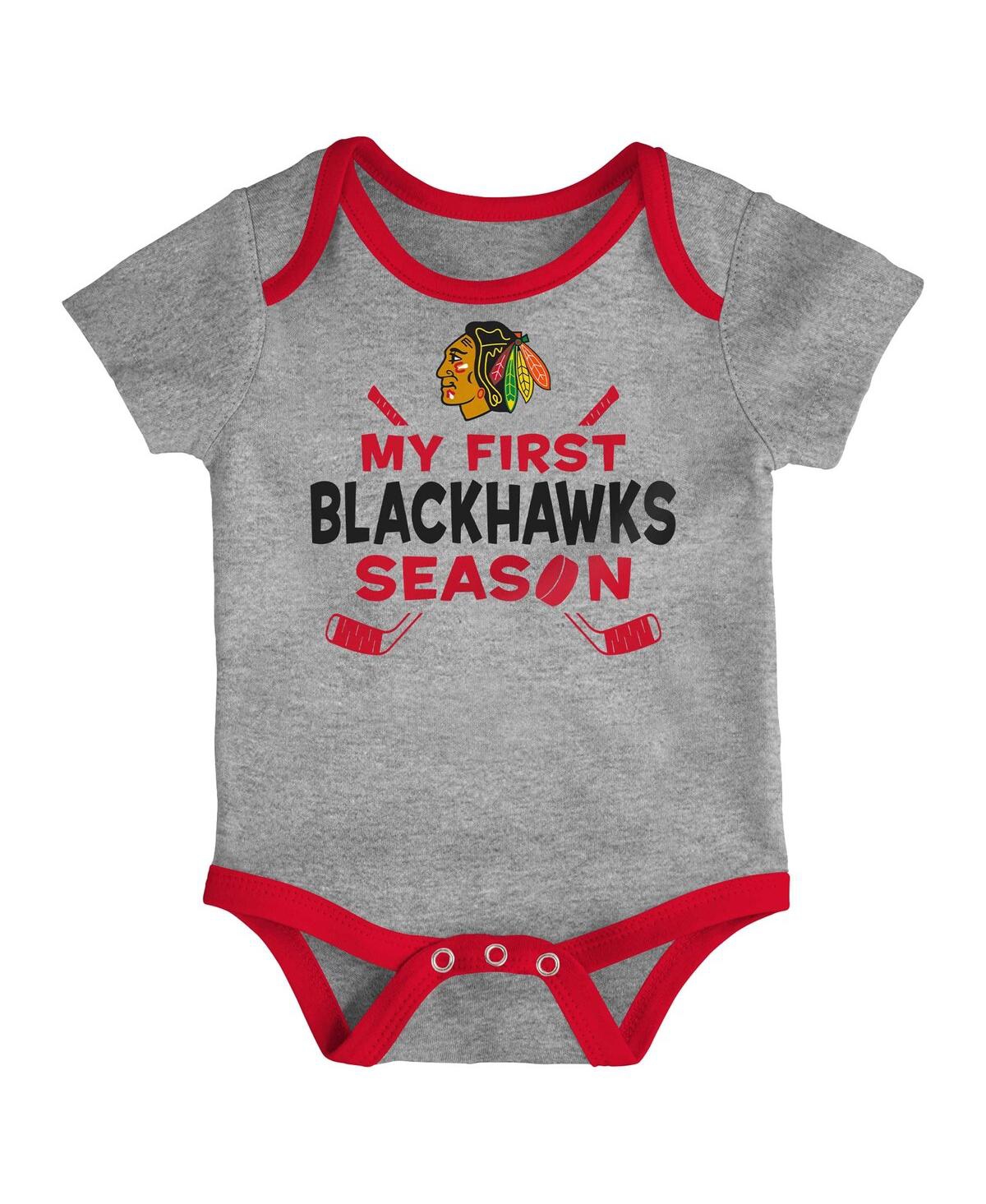 Outerstuff Baby Boys And Girls 3-piece Chicago Blackhawks Legend Bodysuit Set In Multi