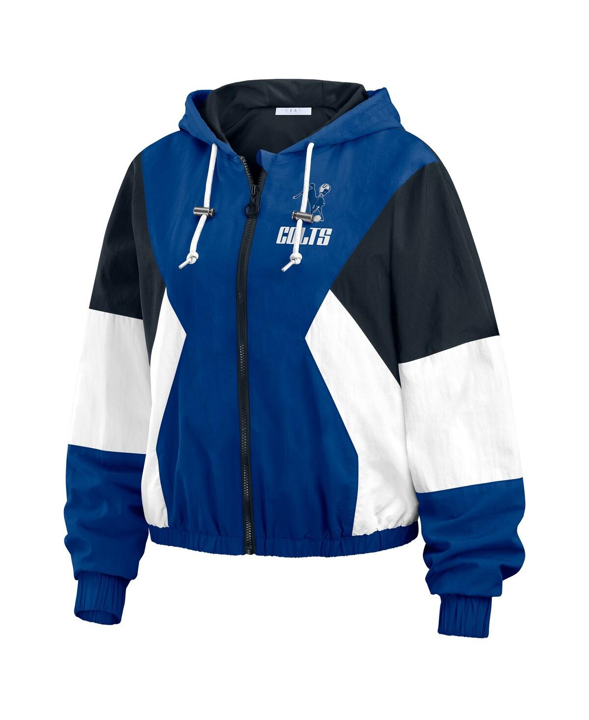 Wear By Erin Andrews Women's Navy/black Indianapolis Colts Color Block Full-zip Windbreaker Jacket In Multi