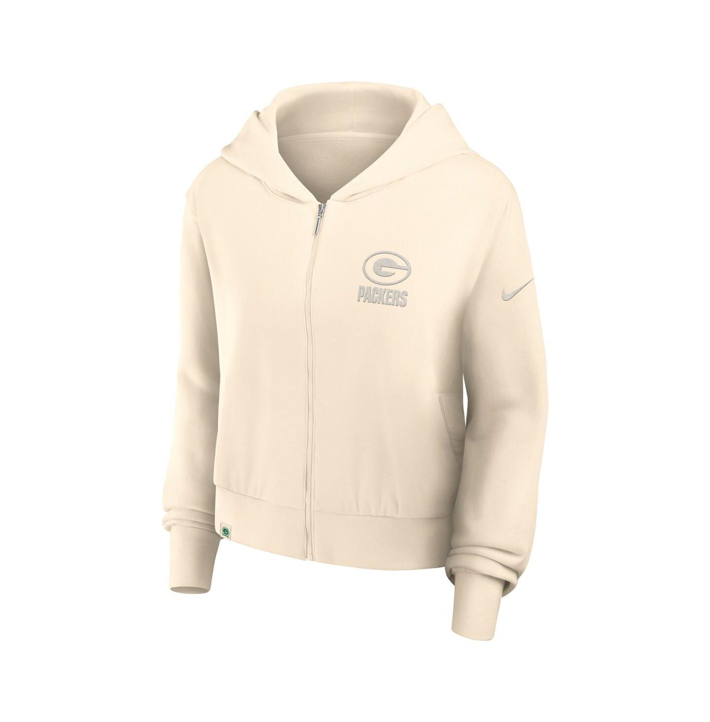 Женское худи Nike Cream Green Bay Packers Glory Cropped Full-Zip — фото 2