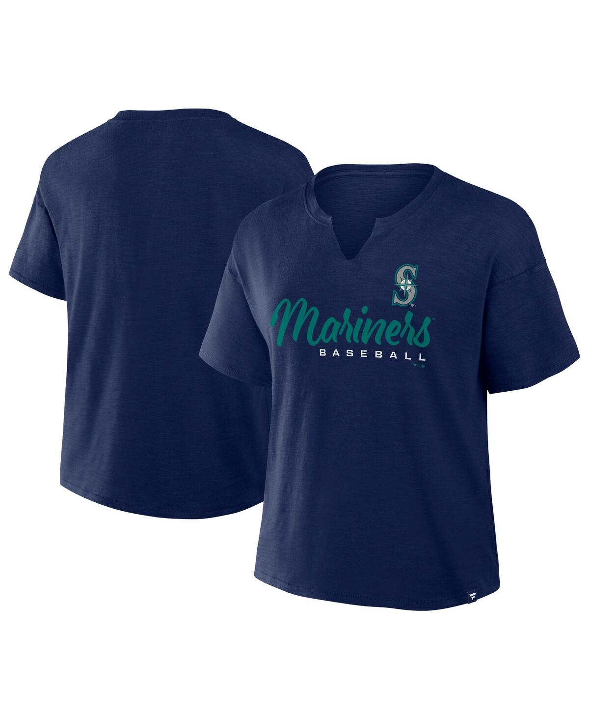 Fanatics Women's Navy Seattle Mariners Fan Fave Stadium Slub Boxy T-shirt In Blue