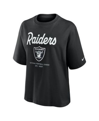 Women's Black Las Vegas Raiders Essential Script Relaxed Boxy T-Shirt