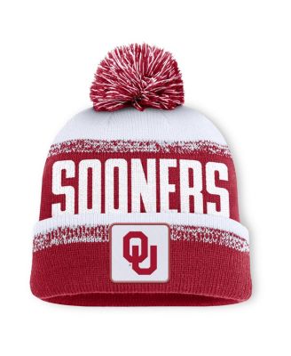 Fanatics - Men's Crimson/White Oklahoma Sooners Thrive Cuffed with Pom Knit Hat